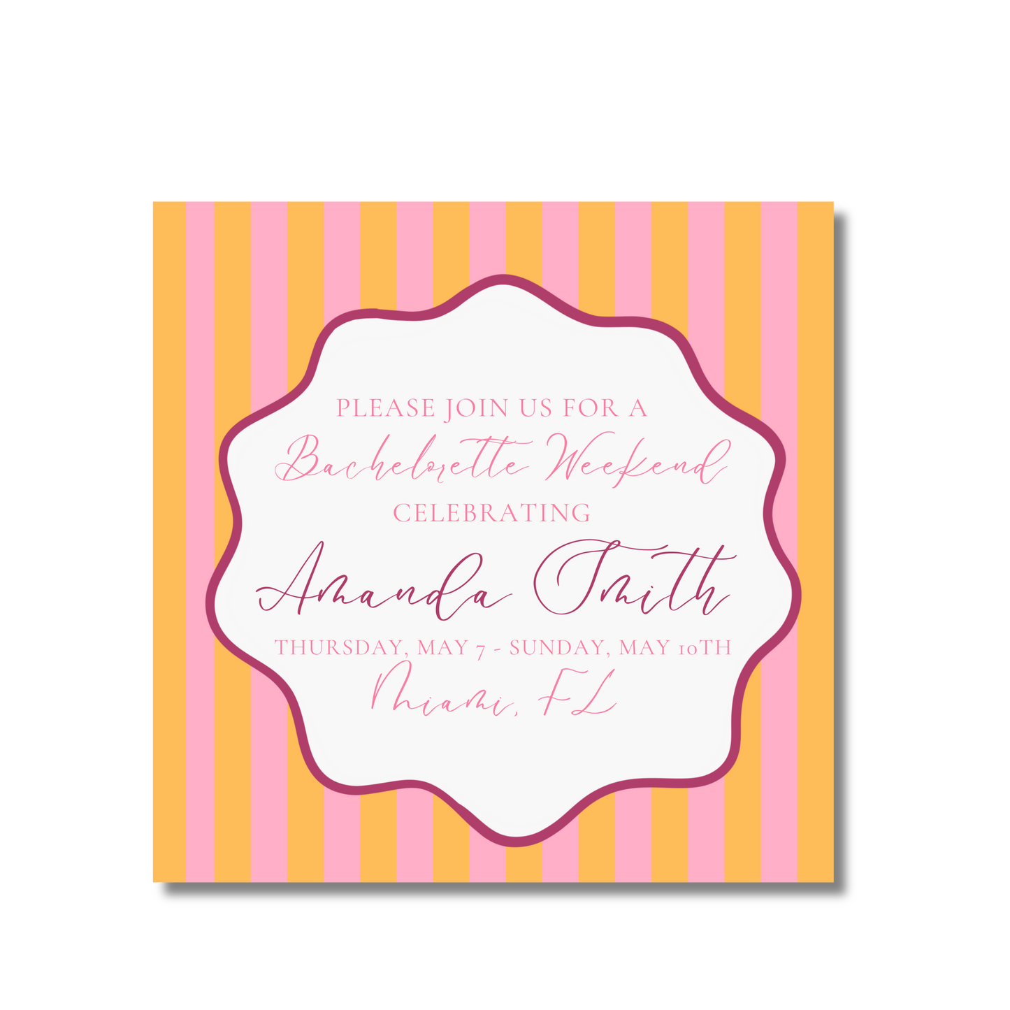 Pink and Orange Stripe Bachelorette Itinerary