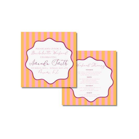 Pink and Orange Stripe Bachelorette Itinerary